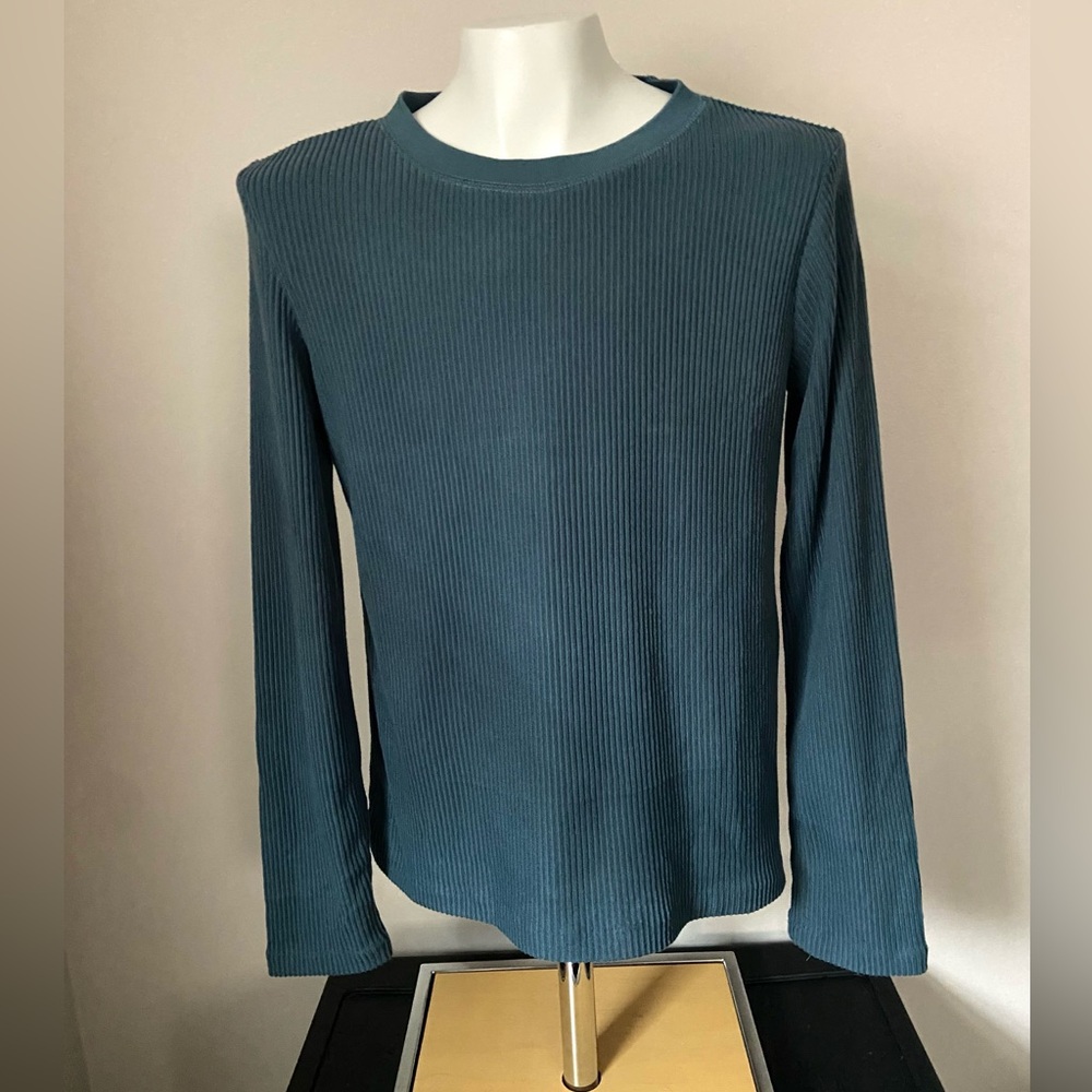 Zara Women's Teal Ribbed Long Sleeve Top Size Small